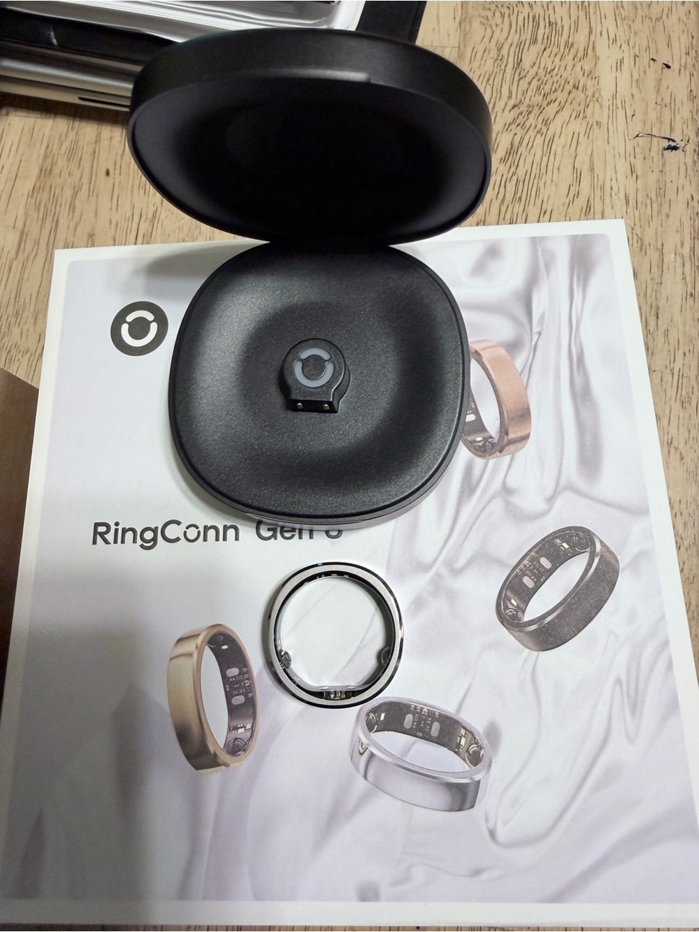 RingConn Gen 3 Brushed silver Smart Ring with Charging Case